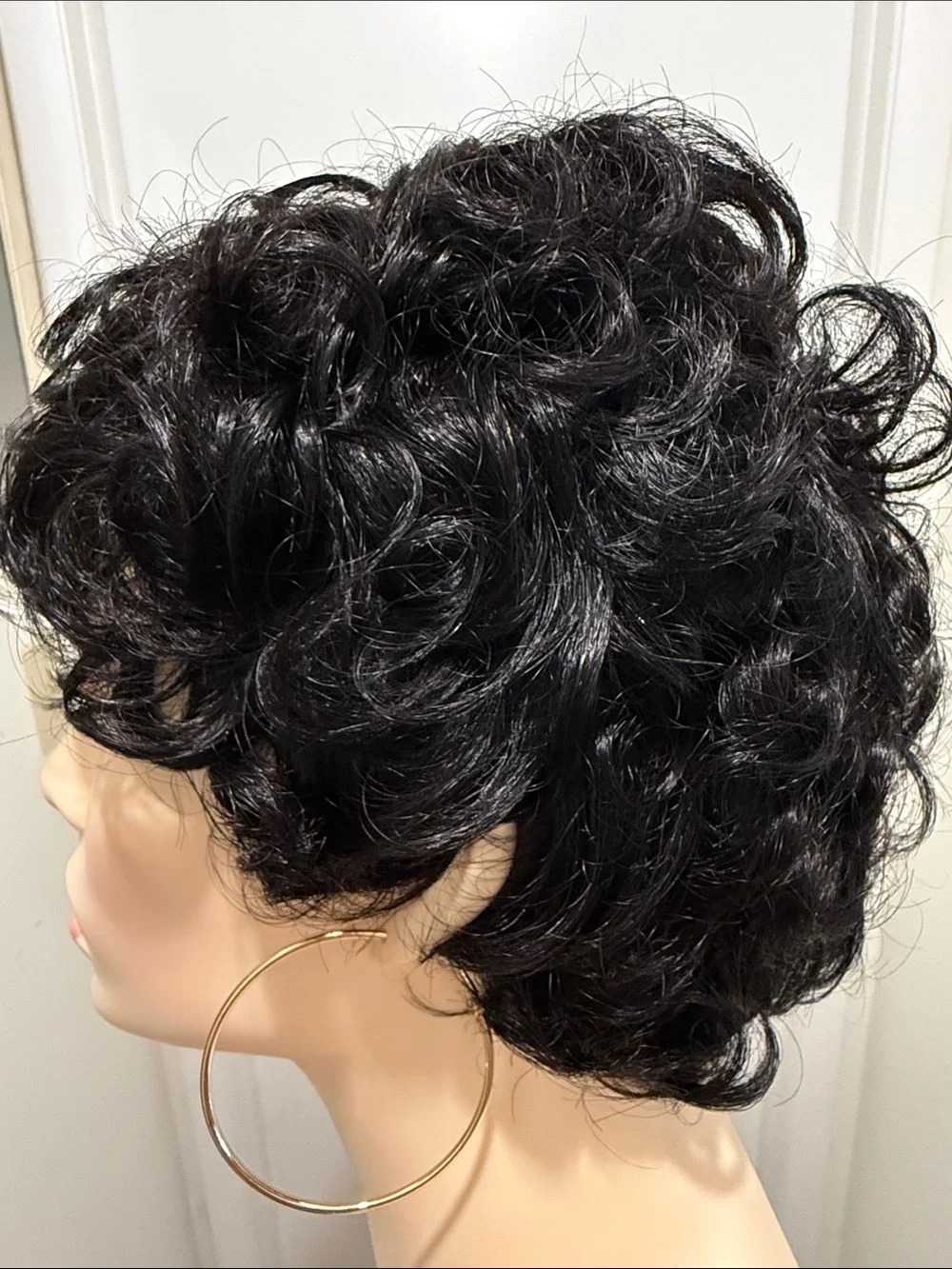 💯% HUMAN Hair Curly Pixie Black